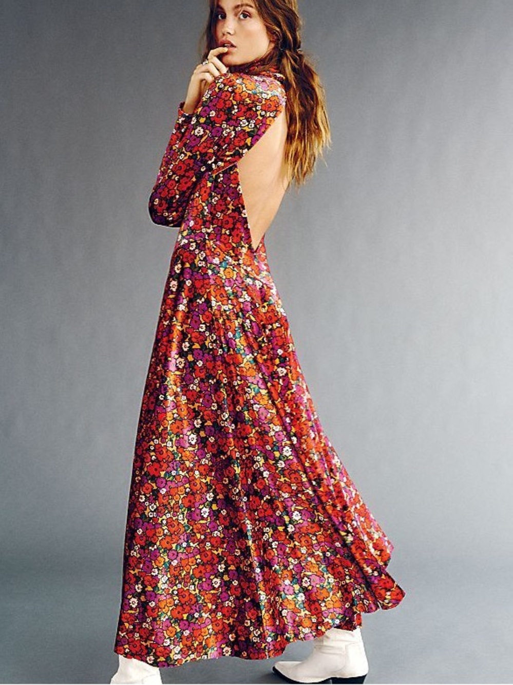 Free People Heartland Velvet Midi Dress